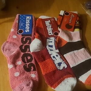 Kisses, Twizzlers, and Reese's Themed Socks - Pink, Red, and Multicolor